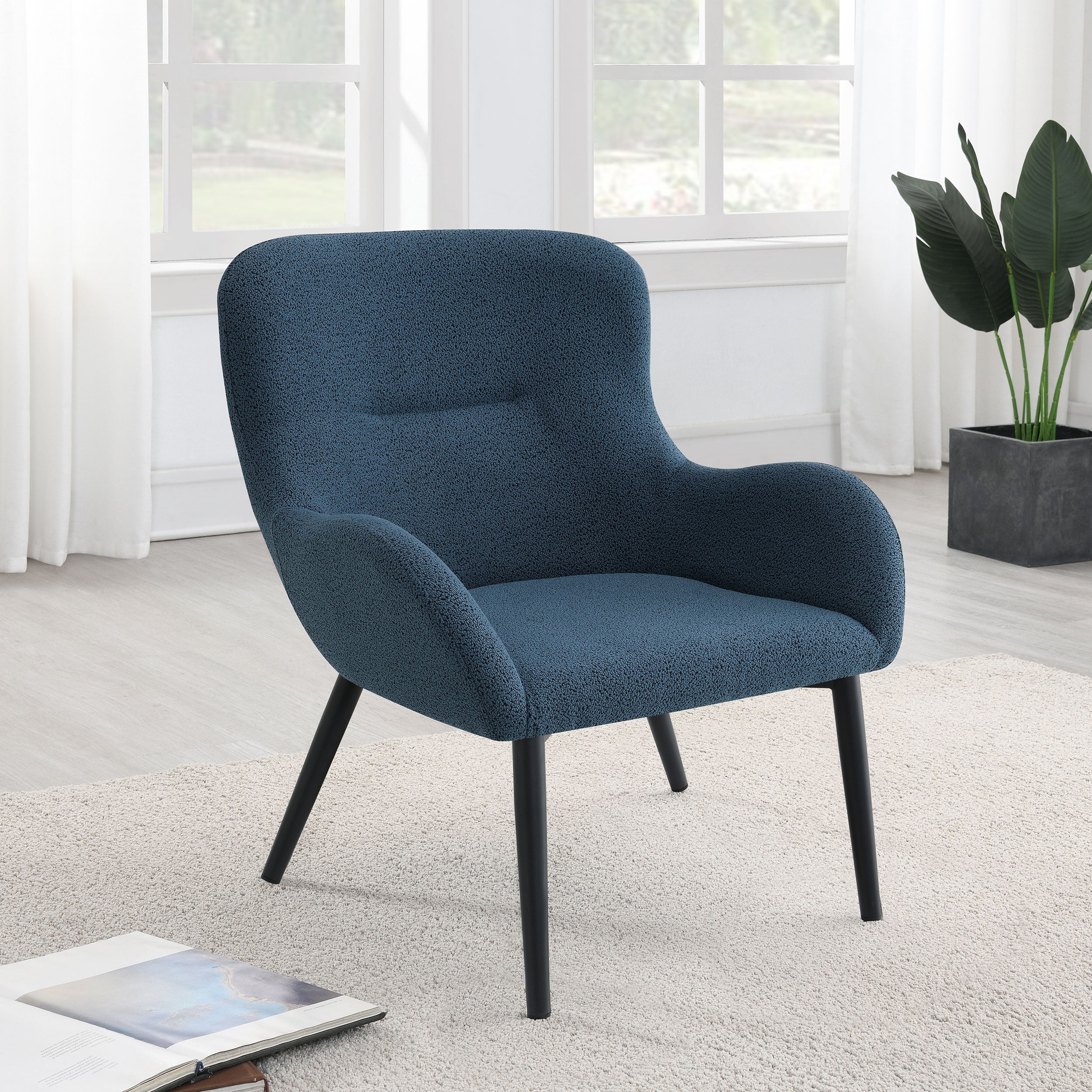 Calvin Upholstered Modern Arm Accent Chair Aegean Blue - MyWaynesHome #