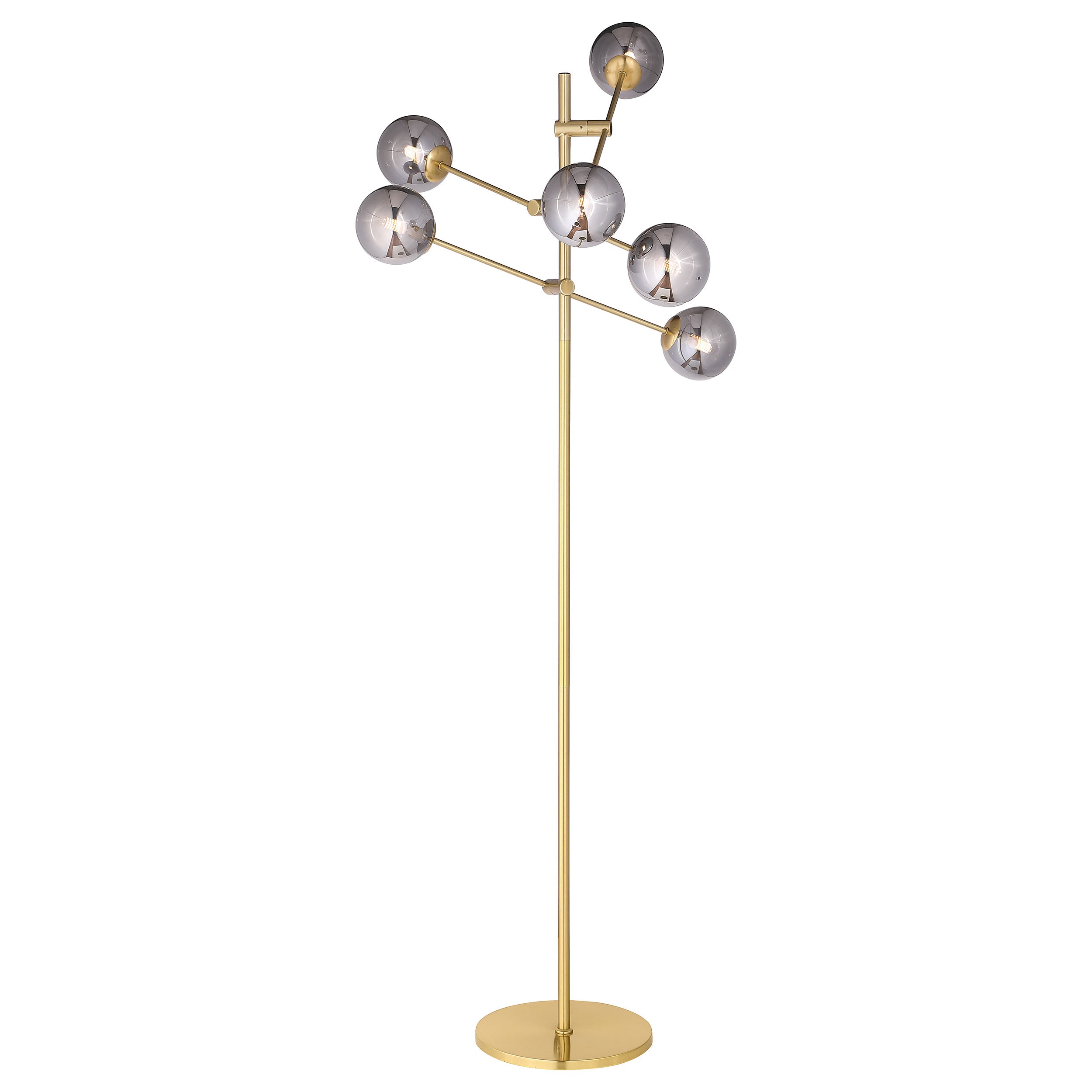 Exline 62-inch Molecular Smoked Orb Metal Floor Lamp Gold - MyWaynesHome #