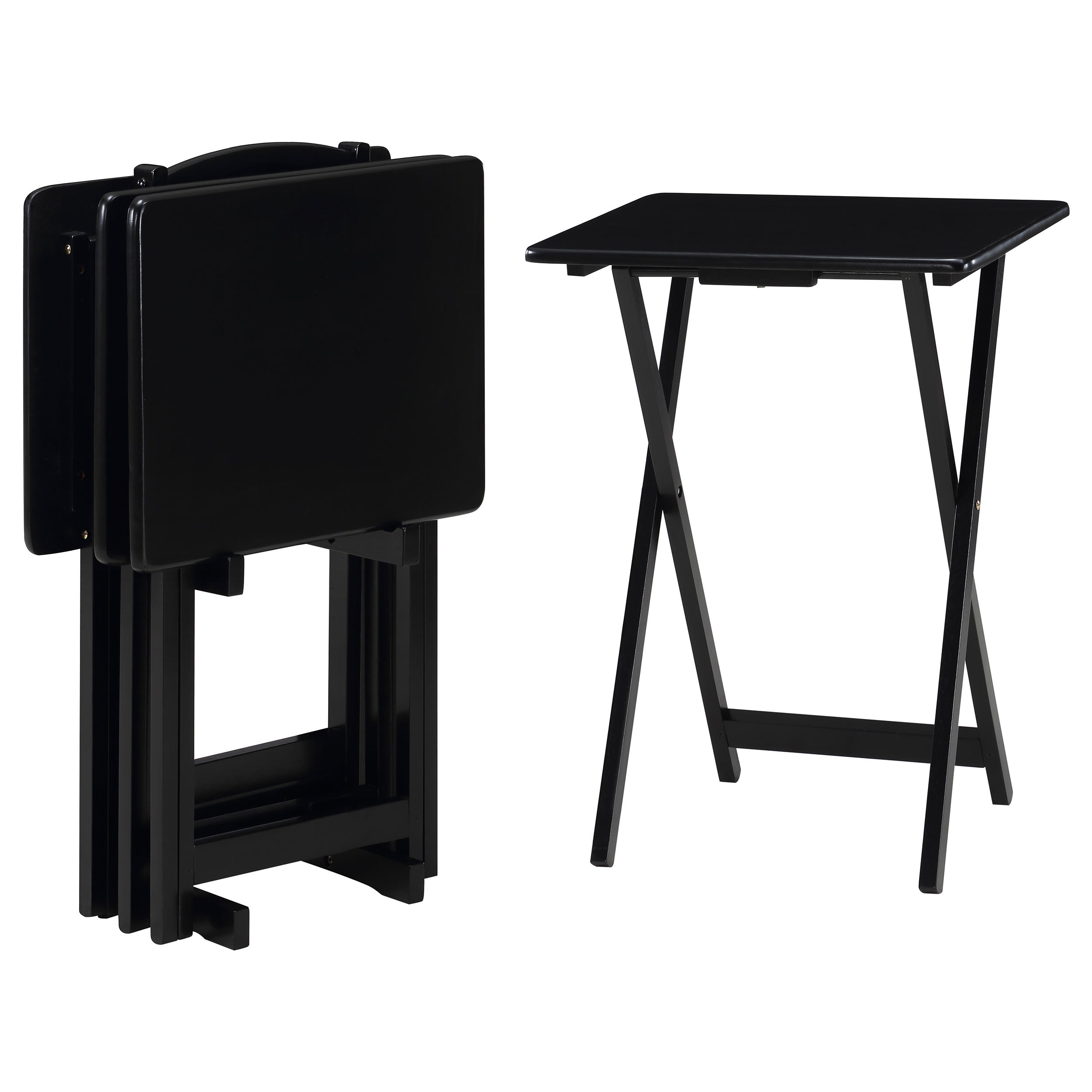 Donna 4-piece Tv Tray Table Set With Stand Black - MyWaynesHome #