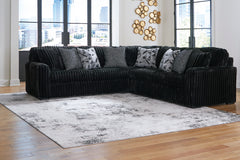 Midnight-Madness Black Corduroy Sectional