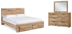 Hyanna King Panel Storage Bed, Dresser and Mirror