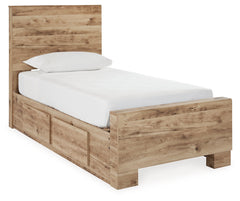 Hyanna Twin Panel Bed with 1 Side Storage, Dresser and Mirror