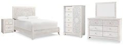 Paxberry Queen Panel Bed, Dresser, Mirror, Chest and Nightstand