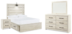 Cambeck Full Panel Bed with Storage, Dresser, Mirror and Nightstand