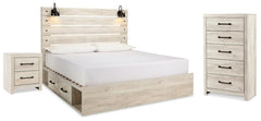 Cambeck King Panel Bed with Storage, Chest and Nightstand