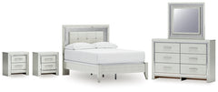 Zyniden Full Upholstered Panel Bed, Dresser, Mirror and 2 Nightstands