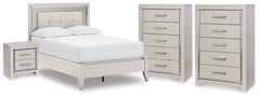 Zyniden Full Panel Bed, 2 Chests and Nightstand