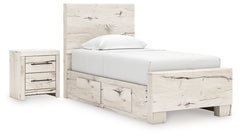 Lawroy Twin Panel Bed with Storage and Nightstand