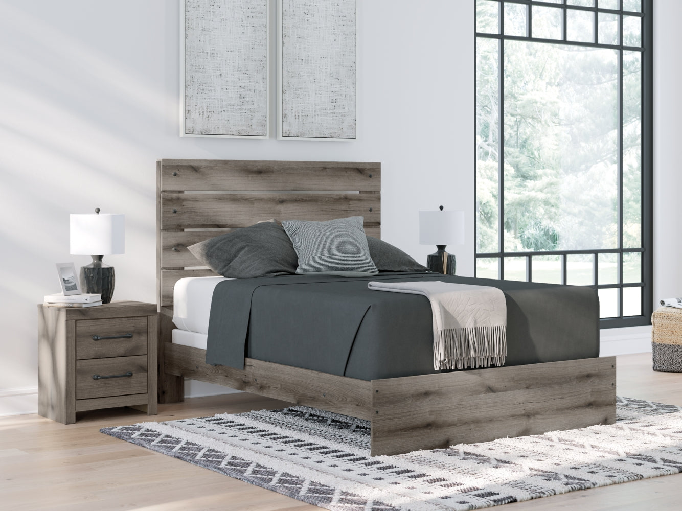Graystorm Queen Panel Bed - Brown Gray Graystorm Queen Panel Bed - Brown Gray
