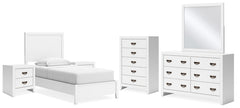 Binterglen Twin Panel Bed, Dresser, Mirror, Chest and 2 Nightstands