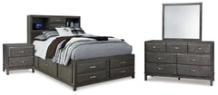 Caitbrook Full Storage Bed, Dresser, Mirror and Nightstand