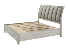 Jaymes White Mist Queen Footboard Storage Platform Bed - MyWaynesHome #