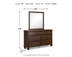 Danabrin Queen Panel Bed, Dresser and Mirror
