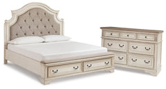 Realyn King Panel Storage Bed and Dresser