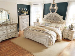 Realyn Upholstered Panel Bedroom Set - Chipped White - MyWaynesHome #