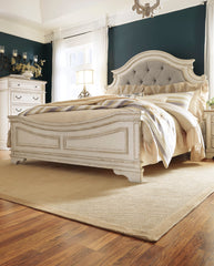 Realyn Upholstered Panel Bedroom Set - Chipped White - MyWaynesHome #