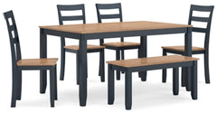 Gesthaven Dining Table with 4 Chairs and Bench (Set of 6) - MyWaynesHome #