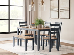 Gesthaven Dining Table with 4 Chairs and Bench (Set of 6) - MyWaynesHome #