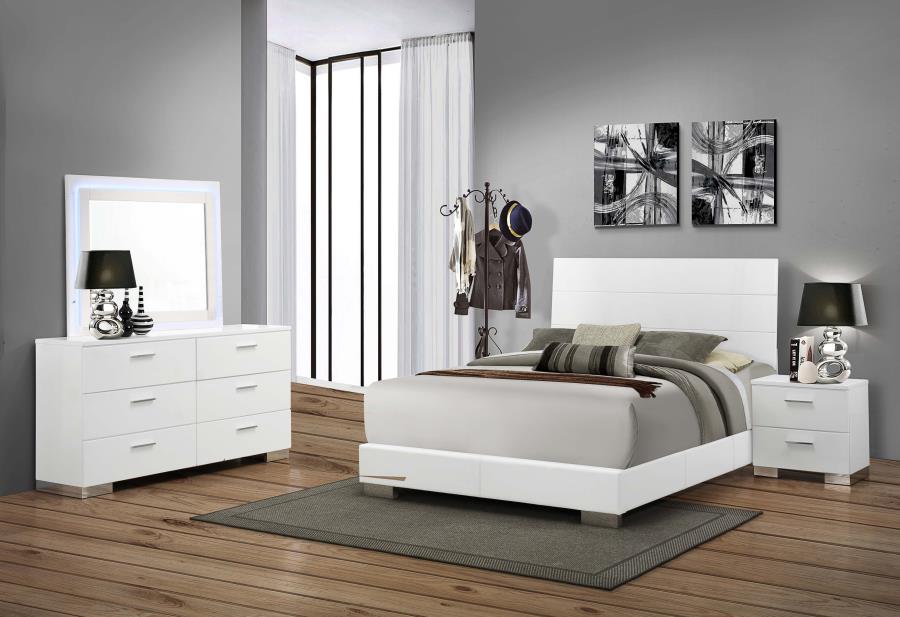 Felicity White Eastern King Bed 4 Pc Set - MyWaynesHome #