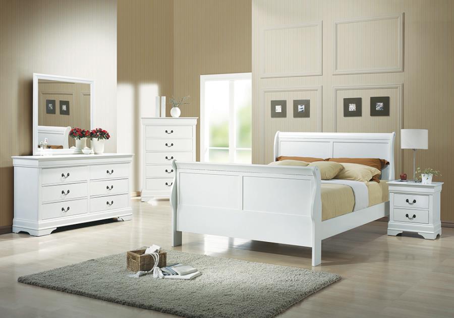 Louis Philippe White Full Bed 4 Pc Set - MyWaynesHome #