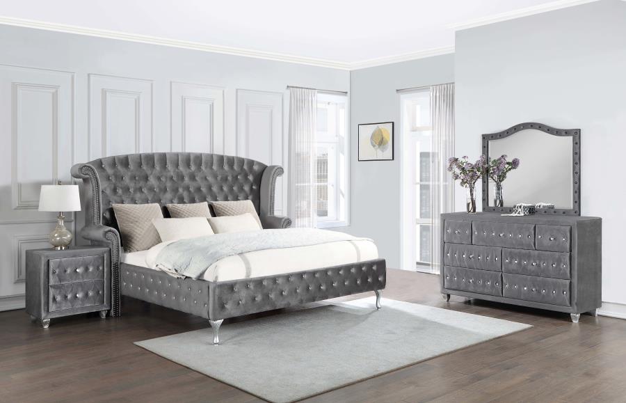 Deanna Grey Queen Bed 4 Pc Set - MyWaynesHome #