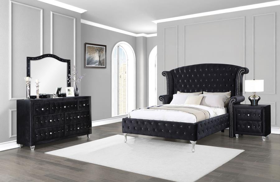 Deanna Black Queen Bed 4 Pc Set - MyWaynesHome #