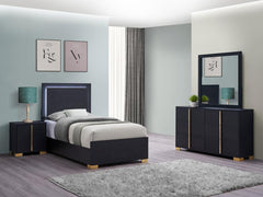 Marceline Black Twin Bed 4 Pc Set - MyWaynesHome #
