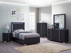 Marceline Black Twin Bed 5 Pc Set - MyWaynesHome #