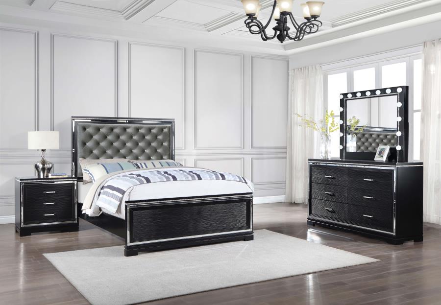Cappola Black Queen Bed 4 Pc Set - MyWaynesHome #