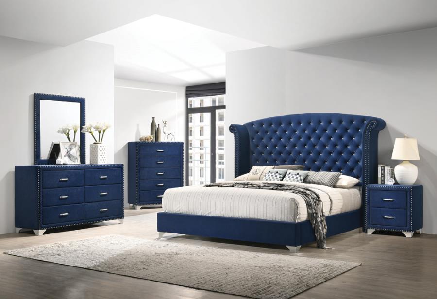 Melody Blue California King Bed 5 Pc Set - MyWaynesHome #