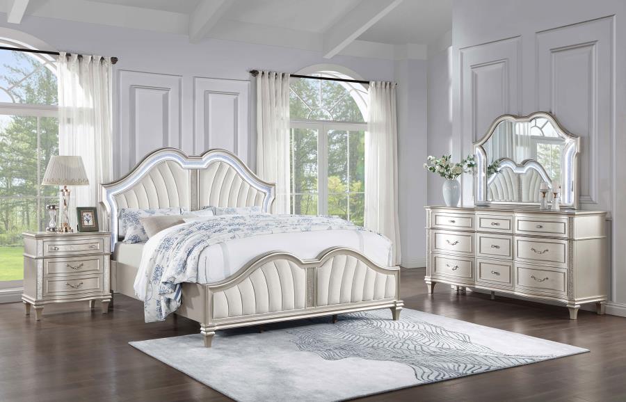 Evangeline Silver Eastern King Bed 4 Pc Set - MyWaynesHome #