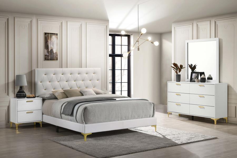 Kendall White California King Bed 4 Pc Set - MyWaynesHome #