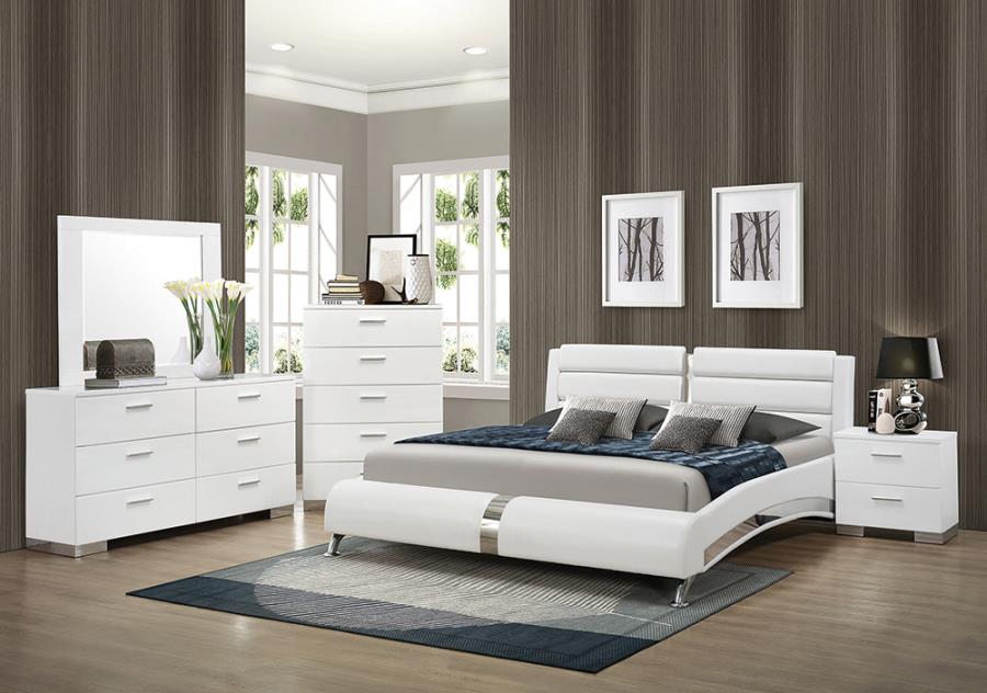 Jeremaine White California King Bed 5 Pc Set - MyWaynesHome #