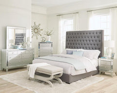 Camille Silver Queen Bed 4 Pc Set - MyWaynesHome #