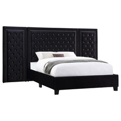 Hailey Black Eastern King Bed W/ Wing Panel - MyWaynesHome #