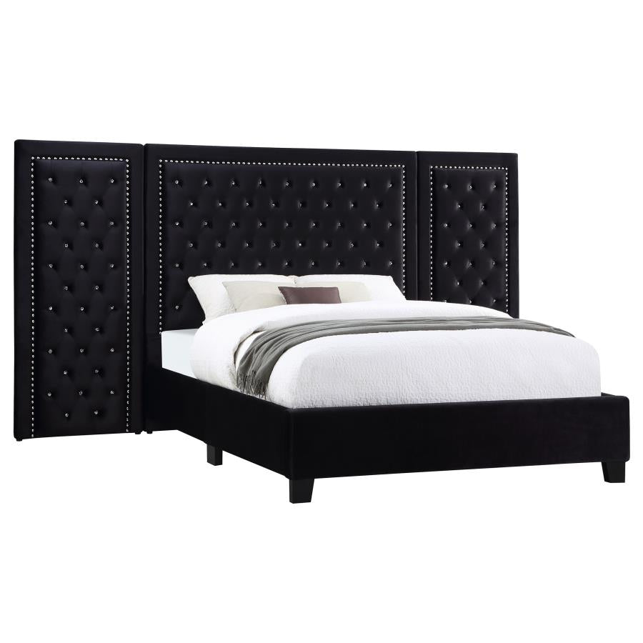Hailey Black California King Bed W/ Wing Panel - MyWaynesHome #