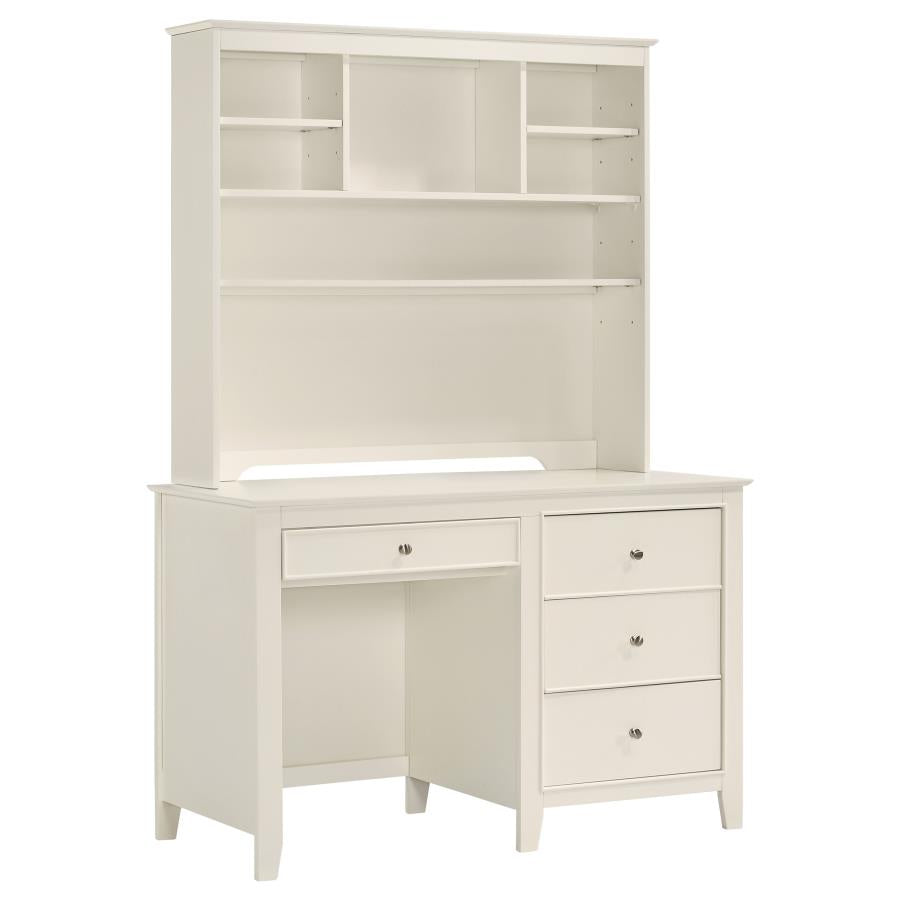 Selena Ivory Computer Desk W/ Hutch - MyWaynesHome #