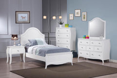 Dominique White Twin Bed 4 Pc Set - MyWaynesHome #