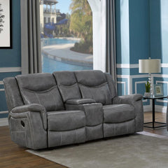 Conrad Grey Glider Loveseat W/ Power Outlet - MyWaynesHome #