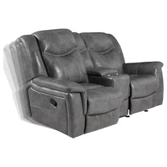 Conrad Grey Glider Loveseat W/ Power Outlet - MyWaynesHome #