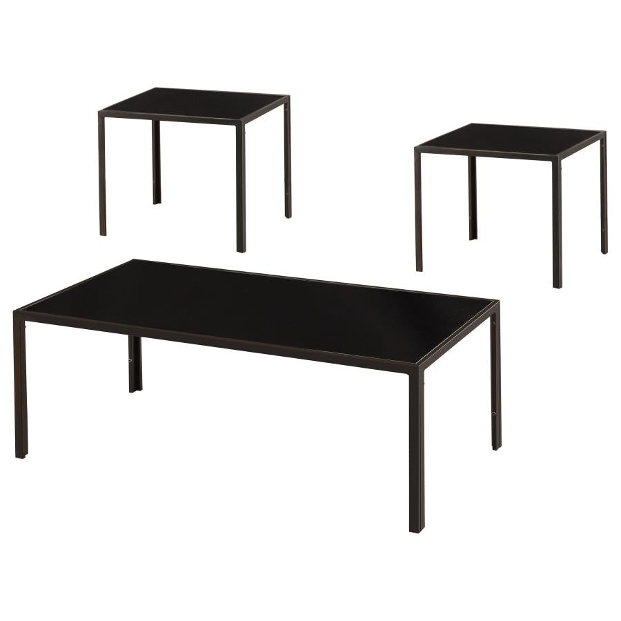 Brock Black 3 Pc Coffee Table Set - MyWaynesHome #