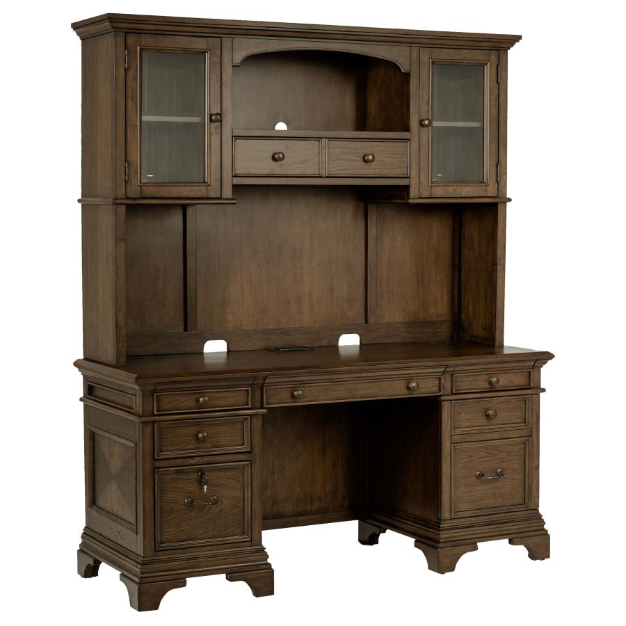 Hartshill Brown Credenza Desk W/ Hutch - MyWaynesHome #