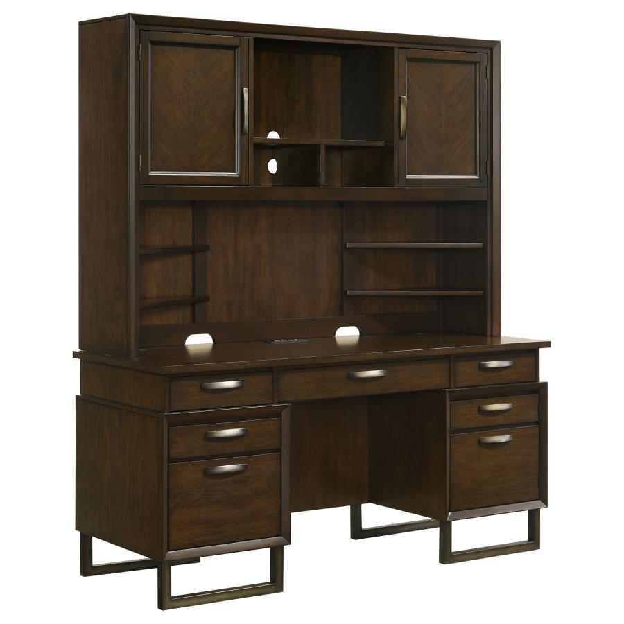 Marshall Brown Credenza Desk W/ Hutch - MyWaynesHome #