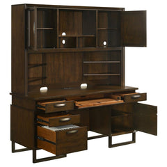 Marshall Brown Credenza Desk W/ Hutch - MyWaynesHome #