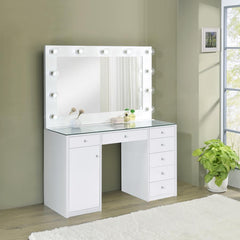 Percy White Vanity Table & Mirror - MyWaynesHome #