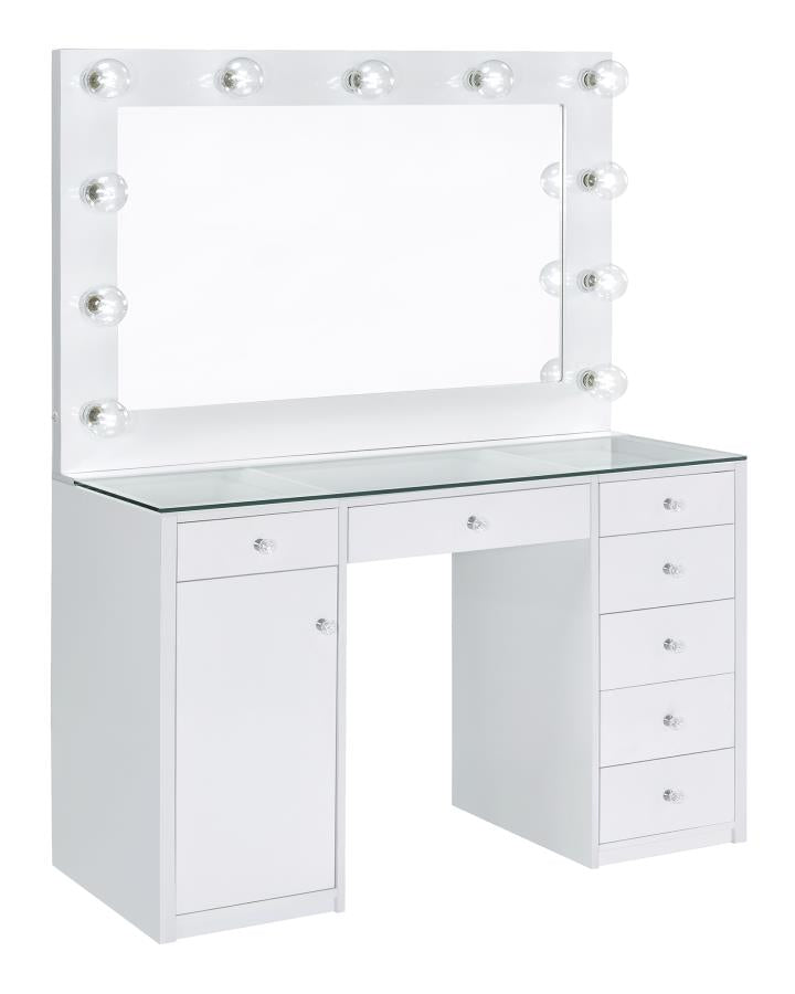 Percy White Vanity Table & Mirror - MyWaynesHome #