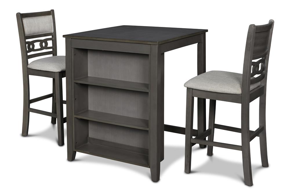 GIA 3 PC 30" STORAGE COUNTER TABLE & 2 CHAIRS-GRAY - MyWaynesHome #