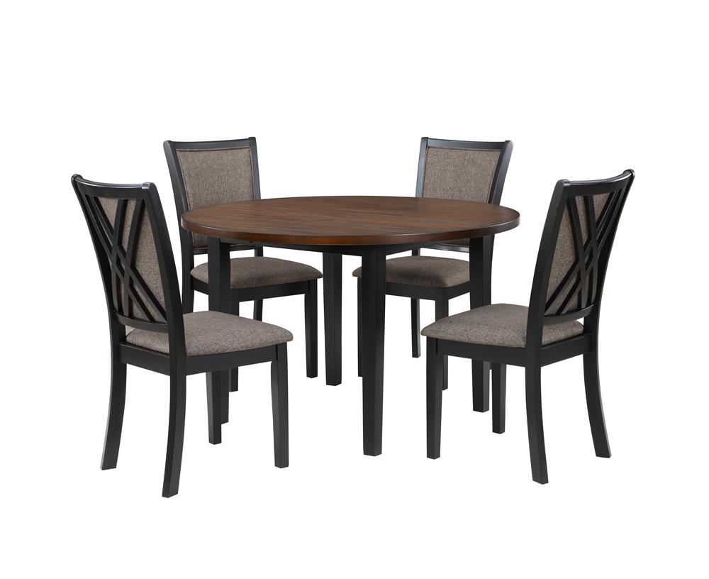 POTOMAC 48" ROUND DINING TABLE & 4 CHAIRS-BROWN/BLACK - MyWaynesHome #