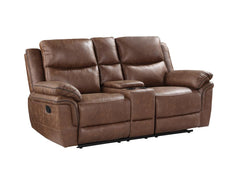 RYLAND CONSOLE LOVESEAT W/PWR FR--BROWN - MyWaynesHome #