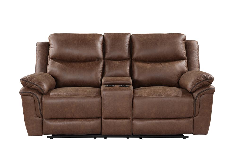 RYLAND CONSOLE LOVESEAT W/PWR FR--BROWN - MyWaynesHome #